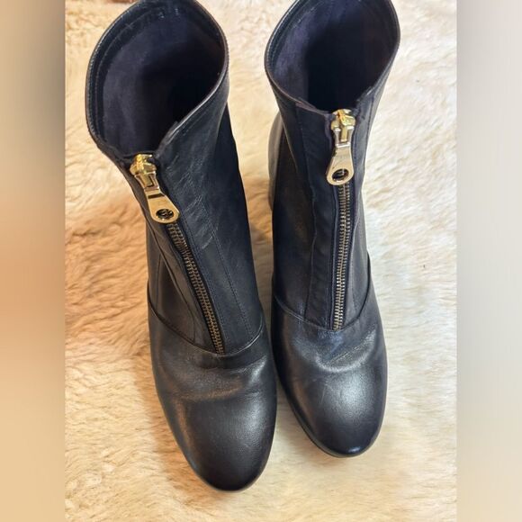 INTENTIONALLY BLANK Black Ankle Boots with Gold Zipper - Picture 4 of 9
